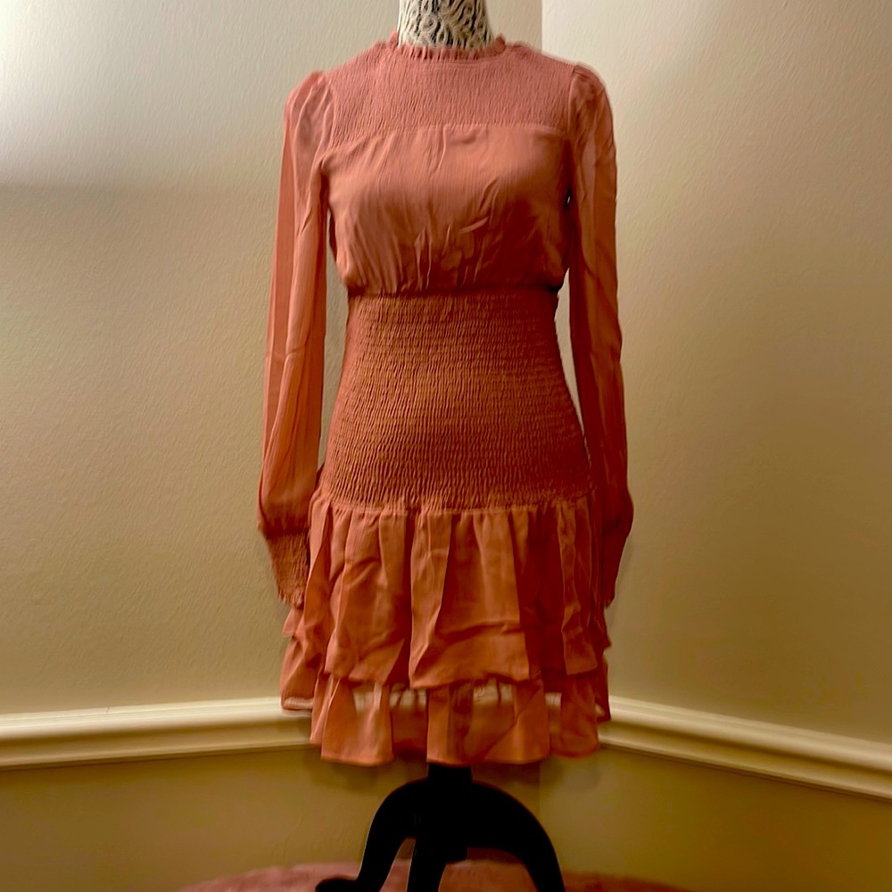 Blush dress gorgeous for the fall.